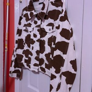 Brown and White Patterned Jacket